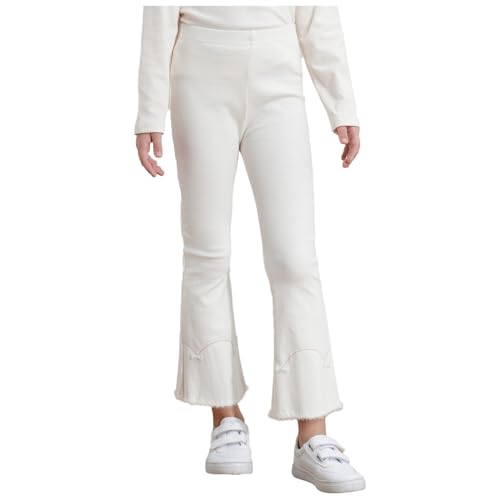 Loyan Kids Girl's Stretchy Bootcut Flare Leg Pants 2-12 Years Elastic Waisted Ruffle Leggings3