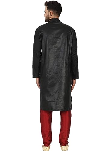 SKAVIJ Men's Tunic Jacquard Silk Kurta Pajama Indian Traditional Suit Wedding Party Dress Set2