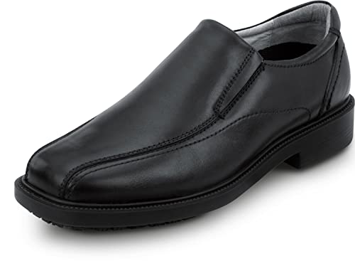 SR Max Brooklyn, Men's, Black, Twin Gore Dress Style Soft Toe Slip Resistant Work Shoe