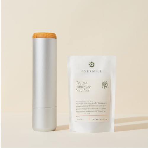 Evermill Premium Salt Mill with Coarse Himalayan Pink Salt, Anodi...