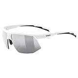 Uvex aerios S V - schmale, extrem leichte, selbsttönende Sportbrille für Erwachsene mit Anti-fog-Beschichtung und Soft-Bügeln - white matt/smoke - one size