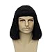 FATMAUI Unisex Natural Black Straight Flip in Short Full Bang Realistic Halloween Costume Cosplay Synthetic Bob Wig