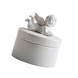 Veemoon Joyero de Cerámica Blanca Forma de Ángel, Organizador de Collares y Pulseras, Caja de Almacenamiento para Joyas 8x8x10 Cm, Adecuado para Obsequio y Uso Diario