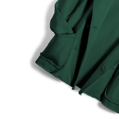 Women Warm Pea Coat Notched Lapel Neck Cropped Double Breasted Button Down Trench Overcoat Jackets with Pockets3