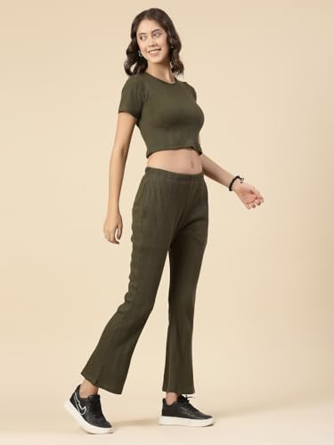 Image of Rigo Cotton Co-ord Set for Women | Round Neck, Slim Fit Tracksuit Co-ords Set for Women | Stylish Dresses for Women | Casual Wear, Beach Wear, Vacation Wear Outfit for Women