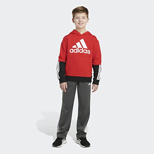 Adidas Boys Active Sport Athletic Pullover Hooded Sweatshirt, Vivid Color Block Red, Small #TOP3