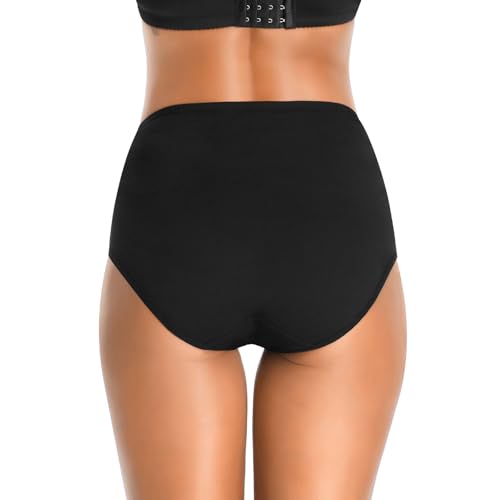 Image of Womens Underwear,Cotton Mid Waist No Muffin Top Full Coverage Brief Ladies Panties Lingerie Undergarments for Women Multipack