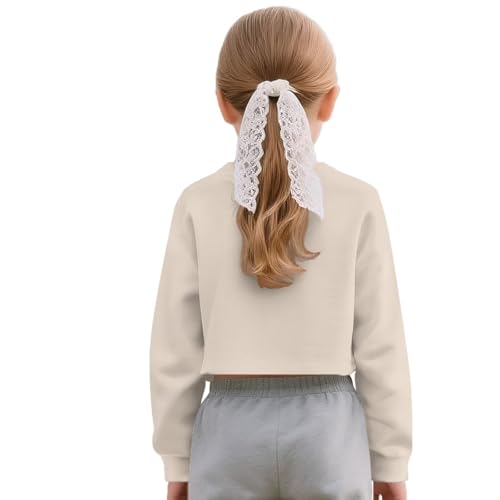 Girls Crop Tops Kids Long Sleeve Crewneck Girls Cropped Sweatshirt Pullover for 5-14 Years Teen Girl2