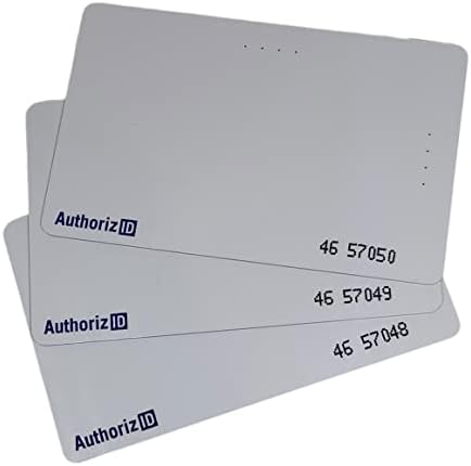 AuthorizID 100 – 26 Bit H10301 125 KHz Printable CR80 Proximity Card Wiegand chip. Compatible with 1386 1326 7610 1586 1391 and 1346. Works with Nearly All Access Control Systems. Free tech Support.
