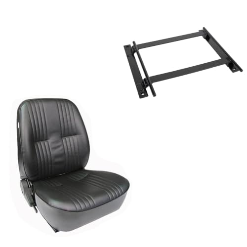 Procar Low Back Driver Side Black Vinyl Bucket Seat with Seat Mount, Adjustable Incline and Recline for Extra Comfort, Includes Hardware for Easy Installation