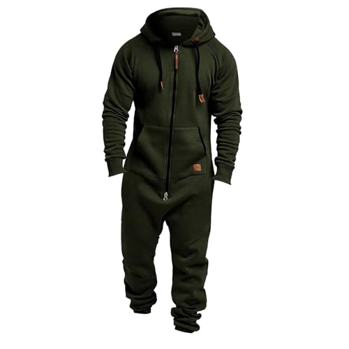 Cfpqv Tuta Da Uomo, Tuta Da Jogging, Con Cappuccio, Tuta Da Jogging, Tuta Sportiva Con Chiusura Lampo, Pigiama, Tuta Intera E Calda, Tuta Intera, Verde, Xxl - 4