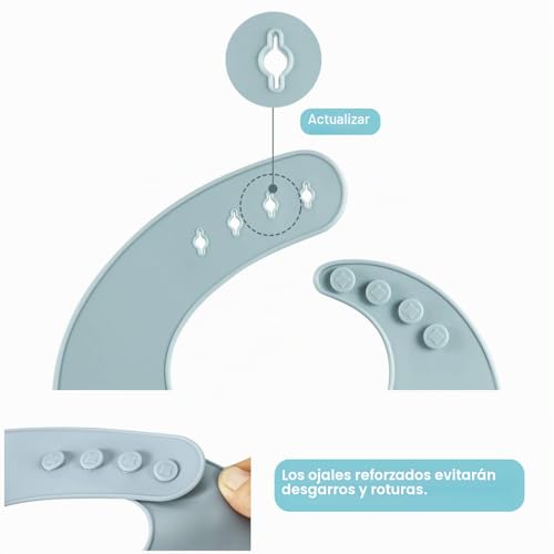 Miniatura 4 de Pandaear Paquete De 3 Lindos Baberos De Silicona Para Bebés Y Niños Pequeños 10-72 Meses Impermeables, Suaves, Unisex, No Desordenados Marrón Azul Verde
