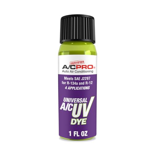 Certified A/C Pro Car Air Conditioner Leak Detector Dye, Leak Detection UV Dye Detects Leaks in R-12 and R-134A Air Condition Systems, 1 Oz, InterDynamics