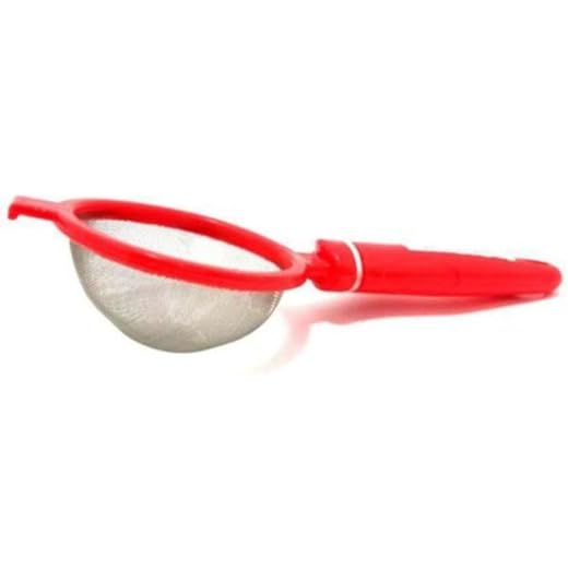 Suzec Tea Strainer for Kitchen, Chhalni - Chhani for Tea & Coffee, Tea Filter Stainless Steel, Tea and Coffee Strainer Filter with Stainless Steel Mesh (Red)
