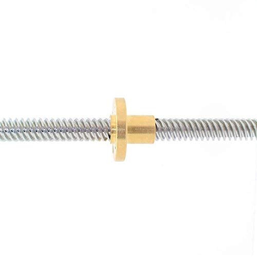 Lysee 3D Printer Parts & Accessories - 500mm T8 Lead Screw and Brass Nut (Acme Thread, 2mm Pitch, 4 Starts, 8mm Lead) for 3D Printer Z Axis - (Color: Silver)