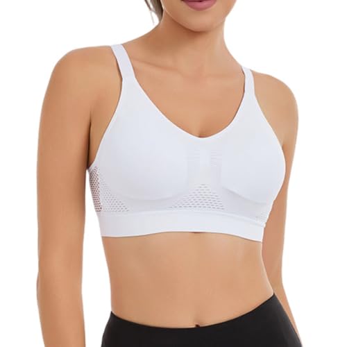 Breathable Anti-Sagging Sports Bras for Women No Underwire Soft Bra White - image 6