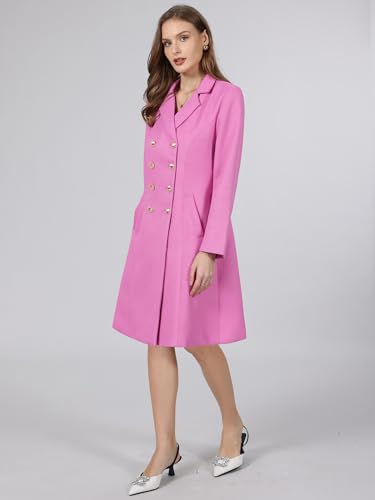 Image of Hobemty Women's Tweed Blazer Dress Collared Double Breasted A-Line Formal Work Dresses