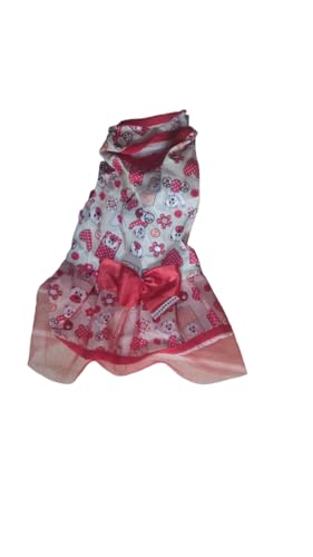 vestido show pet natal estampa ursinho e coração (1, vermelho e bege)