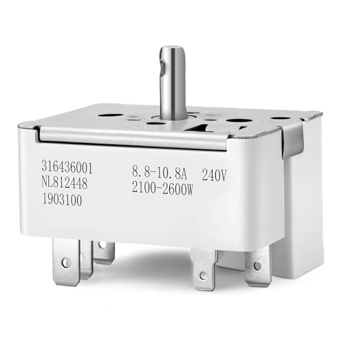 ZOKUSIK 316436001 Infinite Switch Replacement for Frigidaire, Kenmore Electric Stoves Fits 8 Inch Burners, Replaces 1155395, 316021501, AP3885460, PS1145040, AH1145040, EA1145040