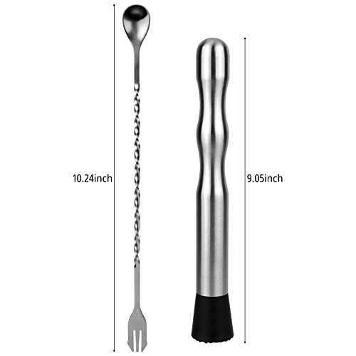 10 Inch Stainless Steel Muddler And Mixing Spoon Set For Cocktail 2 Pieces Home Bar Tool Bartender Set #TOP1