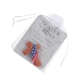 OSALADI Kleiner Taschenkreuz aus Eichenholz mit US Flagge Christliches Gebetskreuz Satz mit Beutel und Segenskarte Handliches Erinnerungsstück für Taufe Konfirmation und Spirituelle