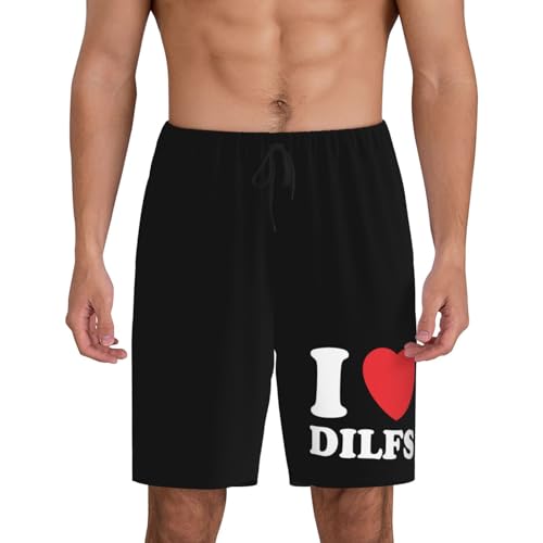 I Love Dilfs Pajama Shorts for Men, Men's Pajama Bottoms, Sleepwear for Summer