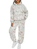 AUTOMET 2-teiliges Outfit für Damen, Lounge-Kapuzenpullover, Sweatsuit-Set, Übergröße, Herbstmode, Kleidung, Flughafen, Reisehose, Trainingsanzüge, Camogrey, M
