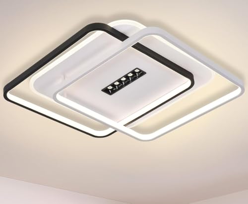 Image of Smartway Pietro Square 130W Modern LED Chandelier | 50 CM Ceiling Light Chandelier| 3 Color Modes | Luxury Square Chandelier for Living Room, Dining, Bedroom, Hall, Kitchen & Office