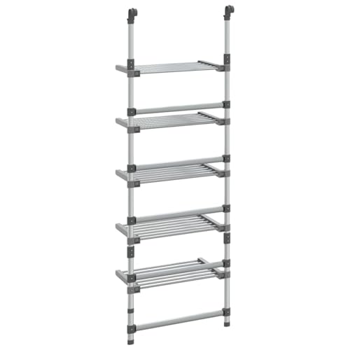 Gecheer 5 Tier Aluminium Adjustable Height Folding Laundry Drying Rack - Silver Model344384 - Image 5