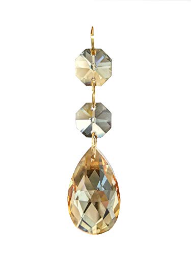 Waner Teardrop Pendants Chandelier Crystal Prisms Pendants Glass Pendants Beads, Pack of 10