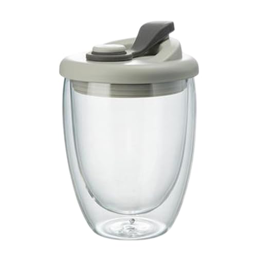 Tasse thermique avec isolation, tasse à thé en verre avec isolation transparente, tasse à bière avec isolation de 350 ml | Tasse à café de voyage avec couvercle pour café, thé, jus, lait, café au lait