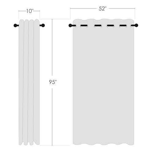 NICETOWN Bedroom Blackout Curtain & Drape 95 inch Length - Thermal Insulated Solid Grommet Sound Reducing Window Drape for Living Room/Laundry, 1 Panel, Natural, W52 x L95