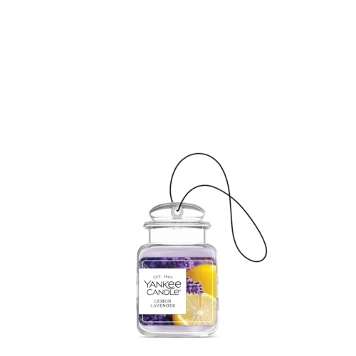Image of Yankee Candle Car Air Fresheners Hanging Car Jar Ultimate Lemon Lavender Scented Neutralizes Odors Up To 30 Days, Purple