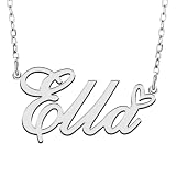 RONKAHSHOW Ella Custom Pendant Name Necklace Customized Personalized with Heart Necklace Best Gift for Women New Year Birthday Mother’s day Christmas wedding Party Silver