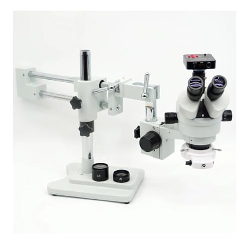 Microscope 3.5X-90X Microscopio 50/50 Split Simul-Focal Double Boom Stand Trinocular Stereo Zoom Microscope
