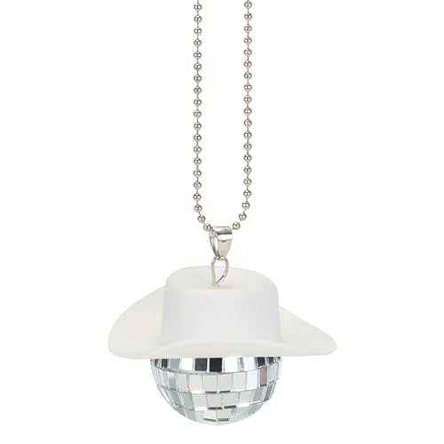 MECCANIXITY 3cm Disco Ball Car Accessory Bling Disco Mirror Ornament Car Mirror Hanging for Car, Birthday Party Accessory White