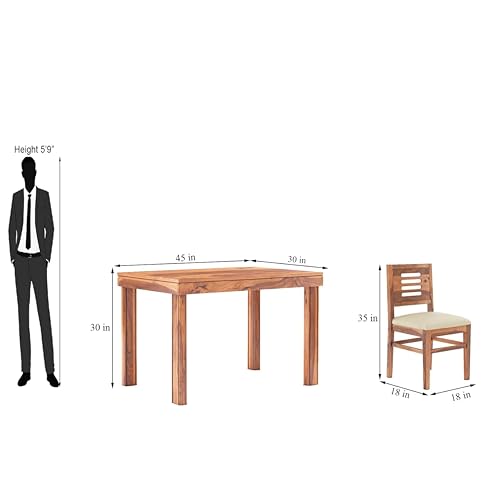 Image of SONA Art & Crafts Capsule Solid Sheesham Wood Dining Table Set of 4 Seater Dinner Dinning Table with 4 Cushioned Chair for Dining Furniture for Living Room Home Hotel Office Honey Finish (Caps-D1-4S)