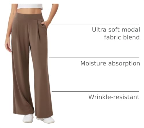 Image of ODODOS Modal Soft Wide Leg Pants for Women High Waist Casual Relaxed Pants with Pockets-27 /29 inch / 31 inch Inseam
