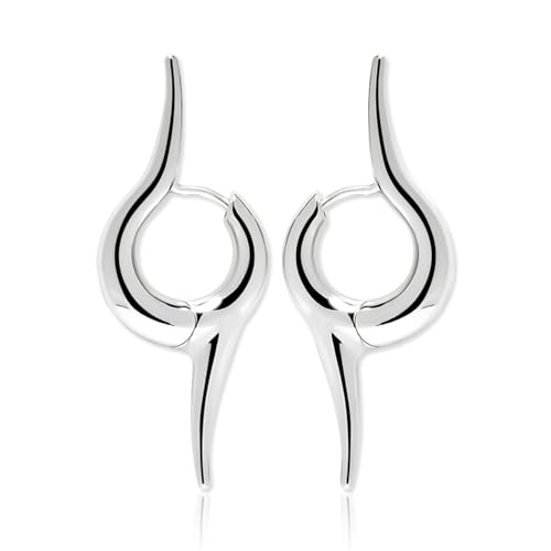 Premium Quality | 18K Platinum Plated Spike Hoop Earrings For Women | Lightweight & Comfortable | Haute Couture Aesthetics | Pump Up The Gem | US Brand |