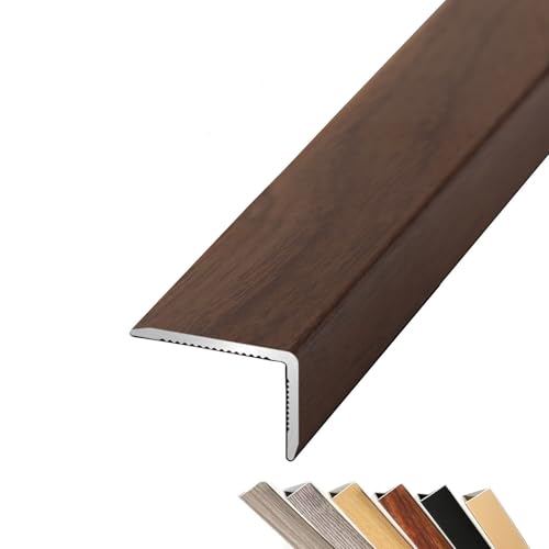 Perfil de Transición para Suelo En Forma de L, 90cm Tira de Transición de Alfombra de Aluminio Con Vetas de Madera, Tapajuntas Suelo Exterior p 4.13 ara Moquetas Laminado(Light Walnut,W1.5CM)