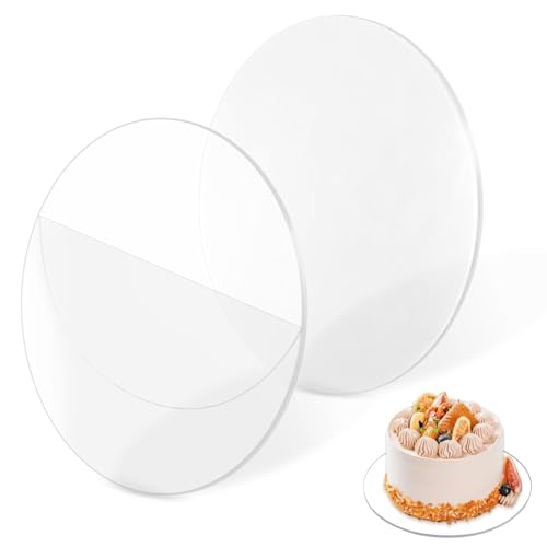 Base para tartas de 30 cm, base tarta redonda 30 cm, bandejas para tartas de acrílico, 2 piezas no pegajosas y reutilizables para el transporte de tartas