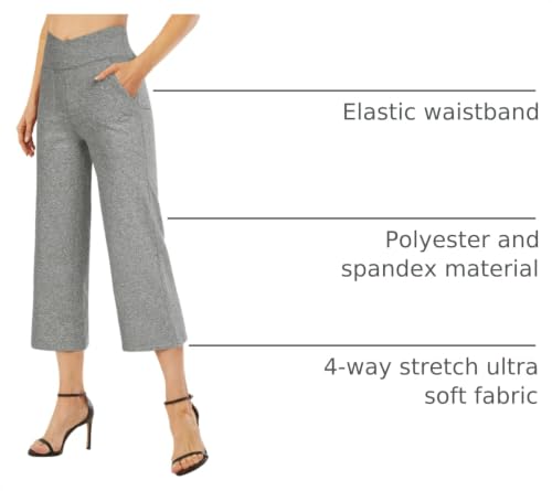 Image of G4Free Capri Pants for Women Wide Leg Yoga Dress Capris with Pockets Cross Loose Casual Work Crop Pants