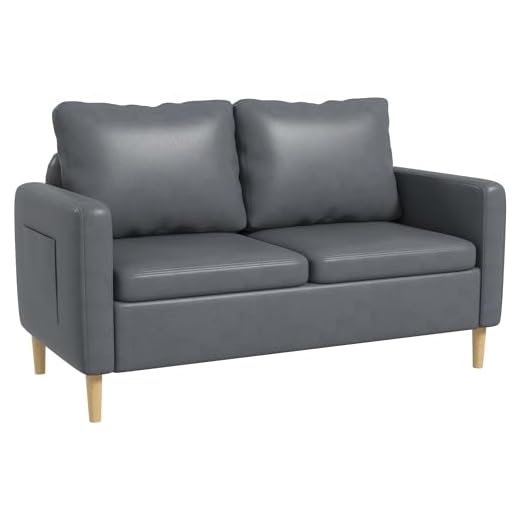 HOMCOM Sofá de 2 Plazas Sillón Moderno Tapizado en Poliéster con 2 Bolsillos Laterales Reposabrazos y Patas de Madera para Dormitorio Oficina Carga 200 kg 143x76x83 cm Gris