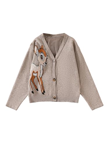 SweatyRocks Girl's Graphic Cute Cardigan V Neck Button Down Long Sleeve Casual Knit Sweater Cardigans