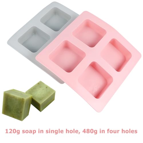 Molde de silicona flexible de 2 piezas y 4 cavidades para jabones y pasteles hechos en casa 4