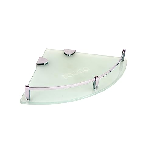 Image of TAPSA Glass Square Corner Bathroom Shelf with Wall Brackets, Pack of 3, Size 10x10 inch