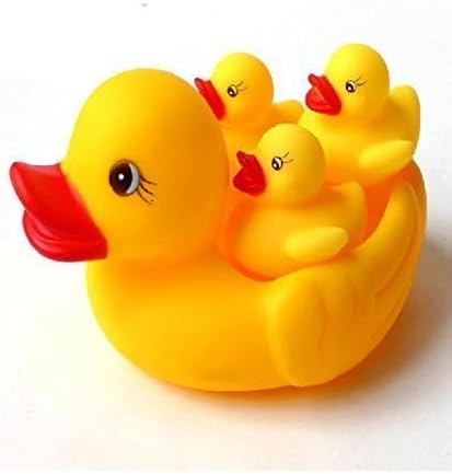 ToysBuddy Baby Bathing Rubber Squeaky Ducks Floating Play Water Pool Tub Toys (Yellow) - 4 Pcs