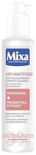 Mixa Anti-Hautstress Nicht-schäumender Comfort Cleanser Sanfte Gesichtsreinigung & Make-up Entferner mit Panthenol & Probiotika Beruhigt gestresste Haut Ohne Parfum & Alkohol 150ml