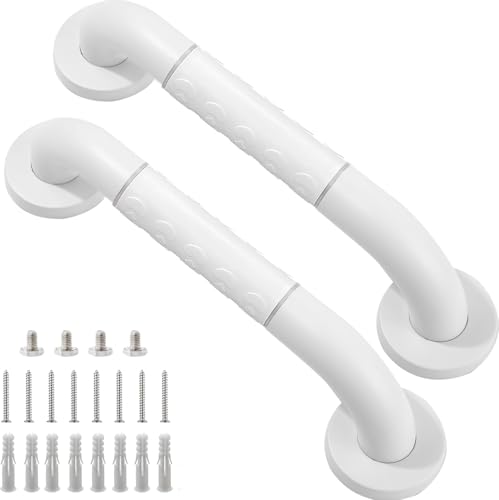 YGHSZ 2 Pack Anti Bathroom Grab Rail,White Stainless Steel Shower Hand Rail,Safety Hand Rail Support for Elderly, Children and Disability