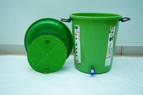 Image of Surprise Organic Composting Bin (30 litres) | Indoor - Outdoor Composter for Converting All Kinds of Kitchen Food Waste Into Fertilizer | Green (Without coirpith)